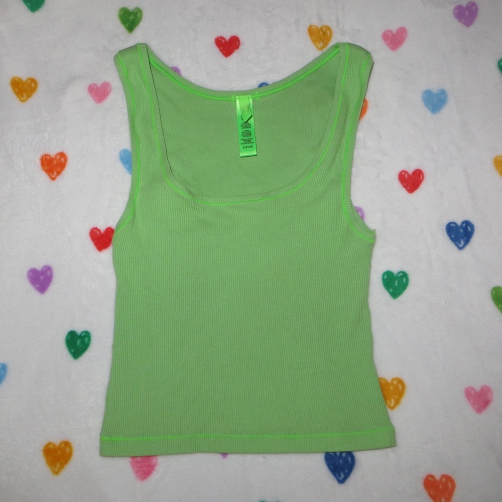 SKIMS cotton rib tank in neon green.